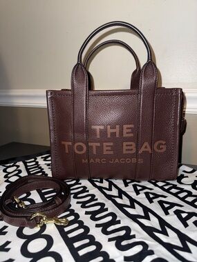 Marc Jacobs Brown Pebbled Leather Mini Tote with Logo